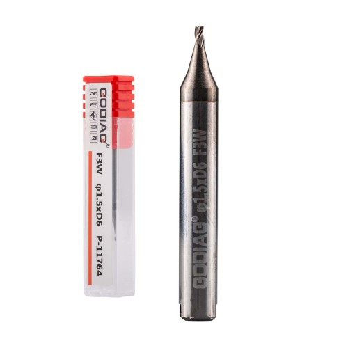 GODIAG F3W 1.5MM End Milling Cutter φ1.5xD6x45Lx3F for SILCA MATRIX PRO, MATRIX EVO, MATRIX SLX, MATRIX SX, MATRIX S 5PCS