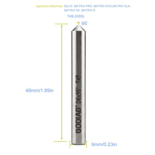 GODIAG T49  95° Tracer D6x95°x45L-0.8 For SILCA MATRIX PRO, MATRIX EVO, MATRIX SLX, MATRIX SX, MATRIX S 5PCS