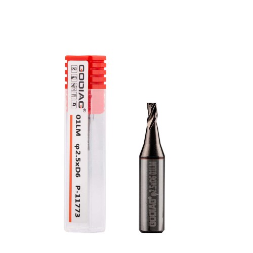GODIAG 01LM 2.5MM End Milling Cutter φ2.5x5.5xφ6x30Lx3F For SILCA Futura Pro, Futura Pro Engraving, Futura Pro Automotive