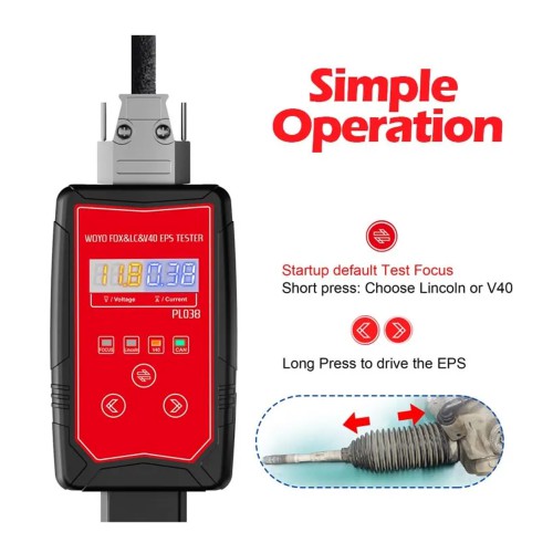 WOYO PL038 EPS Tester for Ford Focus Kuga Explorer Lincoln Volvo V40(Only Iron Shell EPS) Automotive Diagnostic Tool Power Steering Wheel Motor Tester
