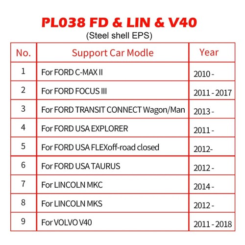 WOYO PL038 EPS Tester for Ford Focus Kuga Explorer Lincoln Volvo V40(Only Iron Shell EPS) Automotive Diagnostic Tool Power Steering Wheel Motor Tester