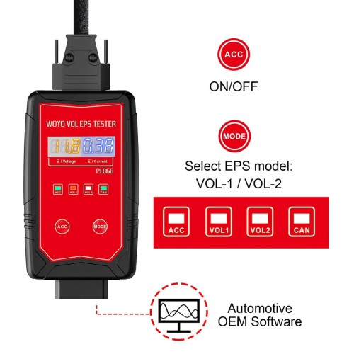 WOYO PL068 EPS Tester For Volvo V60/S60 II/XC90II/V90II/XC60II/XC40/POLESTAR2 Steering Wheel Motor Detector, Automotive Diagnostic Tool on Bench