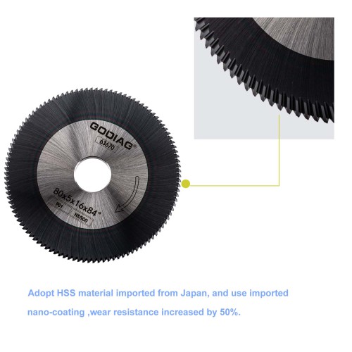 GODIAG P01 Angle Milling cutter φ80x5xφ16x84° For Keyline Carat; JMA BERNA; VIENNA; SARATOGA Block A; Bravo; POKER; REKORD; SPEED; DUO, JZ-323,