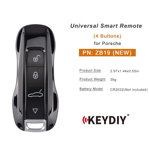 KEYDIY KD ZB19 (NEW) Universal Smart Remote Key 3 Buttons for Porsche Type 5pcs