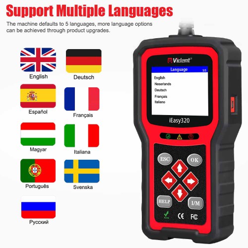 VIDENT iEasy320 OBDII/EOBD+CAN Code Reader Supports 11 Languages, Lifetime FREE Software & Firmware Updates