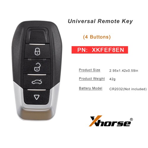 Xhorse XKFEF8EN Second Generation Universal Remote Key FA.LL Type Wired Folding Key 4 Buttons Glossy Black 5PCS