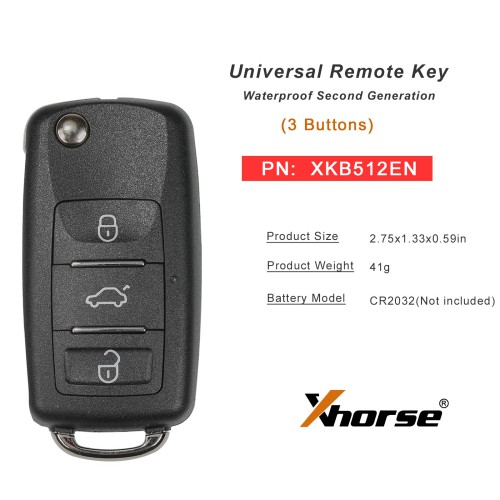 XHORSE XKB512EN Second Generation Universal Remote Key B5 Type with XT27B Super Chip 5PCS