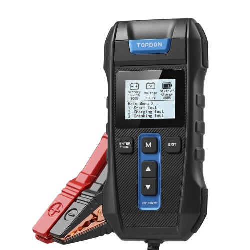 TOPDON BT300P Battery Tester for 12V Lead-acid Vehicle Battery Compatible with Flooded, AGM, GEL, EFB Batteries; Accredited for 10 Battery Standards