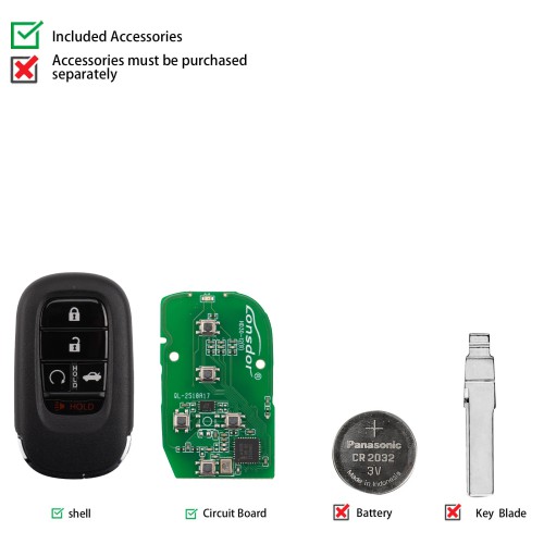 Lonsdor HD30-16 HD30 Smart Key 5 Buttons for Honda Supports ID46 ID47 ID4A