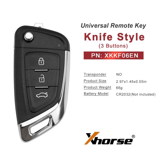 XHORSE XKKF06EN Knife Style 3 Buttons Universal Remote Key 5PCS