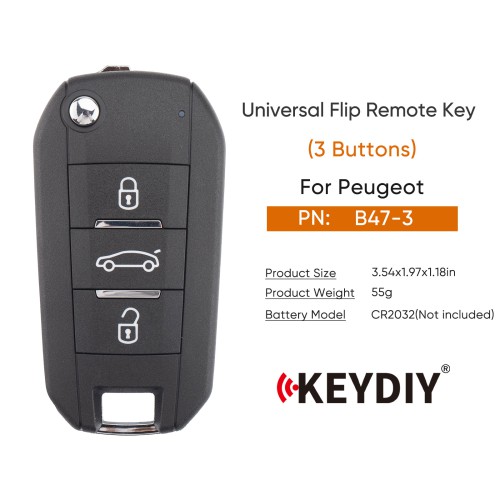 KEYDIY KD B47-3 Universal Flip Remote Key 3 Buttons for Peugeot Type 5PCS