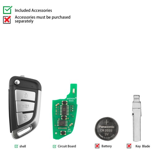 KEYDIY KD B29-3 (Metal Button) Universal Flip Remote Key 5PCS