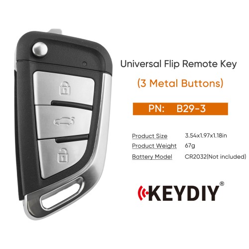 KEYDIY KD B29-3 (Metal Button) Universal Flip Remote Key 5PCS