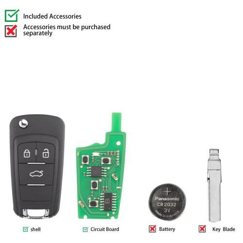 KEYDIY KD B18-3 Universal Flip Remote Key 3 Buttons for Chevrolet Type 5PCS