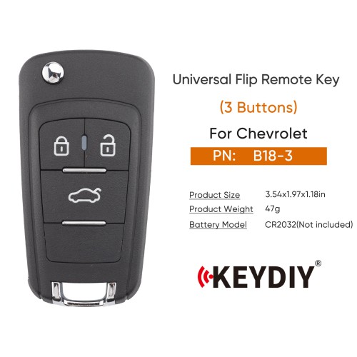 KEYDIY KD B18-3 Universal Flip Remote Key 3 Buttons for Chevrolet Type 5PCS