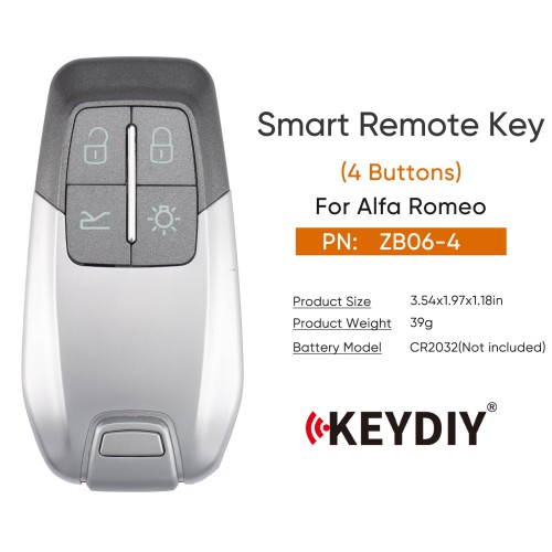 KEYDIY KD ZB06-4 Universal Smart Remote Key 4 Buttons for Alfa Romeo Type 5pcs