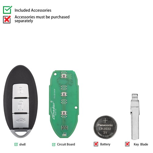 Lonsdor NS30-0BNS30 for Nissan/Infiniti Smart Key 3 Buttons Supports ID46 ID47 ID4A