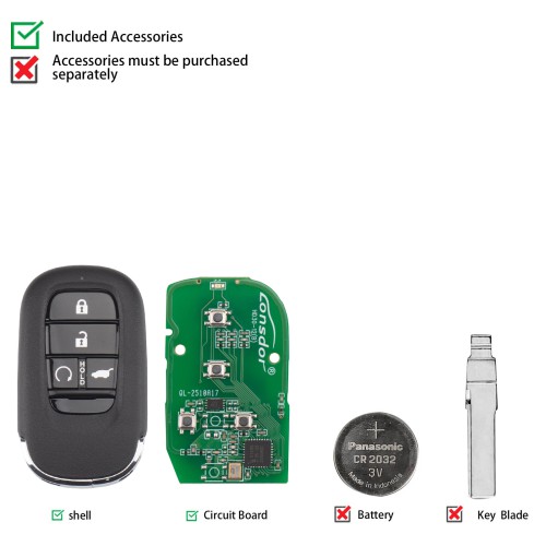 Lonsdor HD30-1C HD30 Smart Key 4 Buttons for Honda Supports ID46 ID47 ID4A