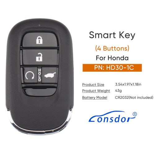 Lonsdor HD30-1C HD30 Smart Key 4 Buttons for Honda Supports ID46 ID47 ID4A