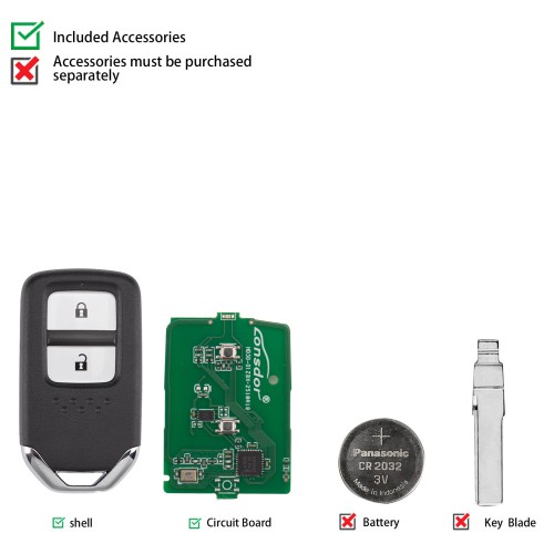 Lonsdor HD30-01 HD30 Smart Key 2 Buttons for Honda Supports ID46 ID47 ID4A