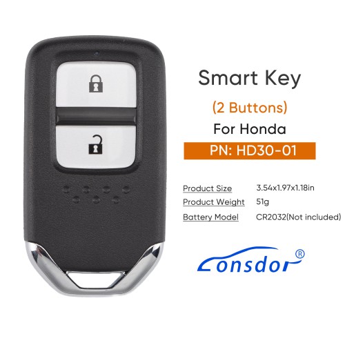 Lonsdor HD30-01 HD30 Smart Key 2 Buttons for Honda Supports ID46 ID47 ID4A