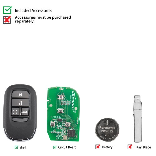 Lonsdor HD30-14 HD30 Smart Key 4 Buttons for Honda Supports ID46 ID47 ID4A