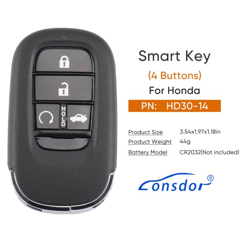 Lonsdor HD30-14 HD30 Smart Key 4 Buttons for Honda Supports ID46 ID47 ID4A