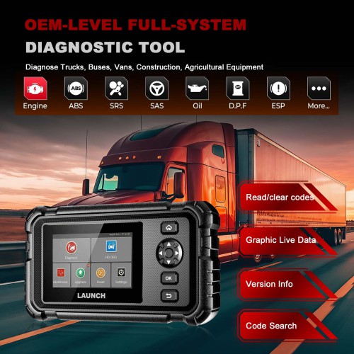 LAUNCH CRP129 HD V2 Standard Configuration for Commercial Vehicles with 2 Years of Free Upgrades