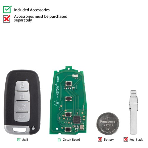 KEYDIY KD ZB04-4 Universal Smart Remote Key 3+1 Buttons (Right Slot) Hyundai Type 5pcs