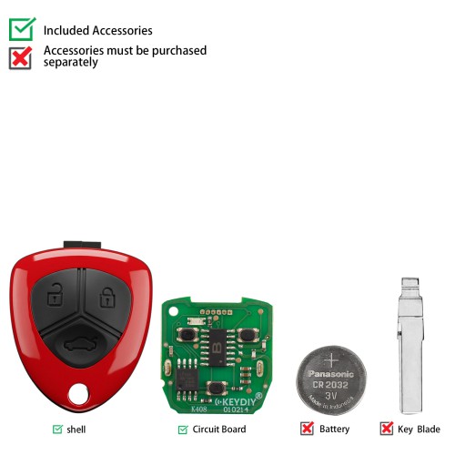 KEYDIY KD B17-3 Bladed Universal Remote 3 Buttons for Ferrari Type Red Color 5PCS