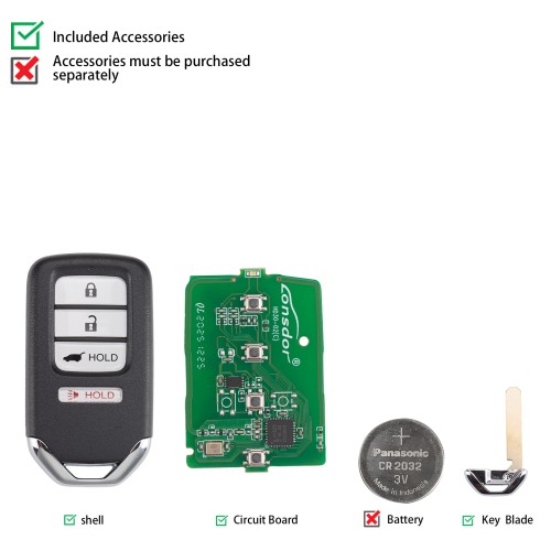 Lonsdor HD30-0C HD30 Smart Key 4 Buttons for Honda Supports ID46 ID47 ID4A