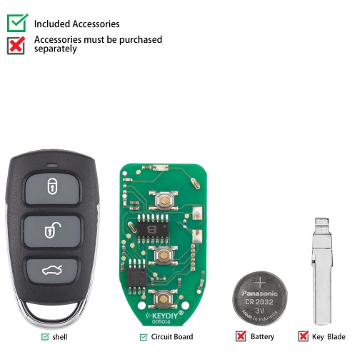 KEYDIY KD B20-4 Universal Remote Key 3+1 Buttons for Hyundai Azera Type 5PCS