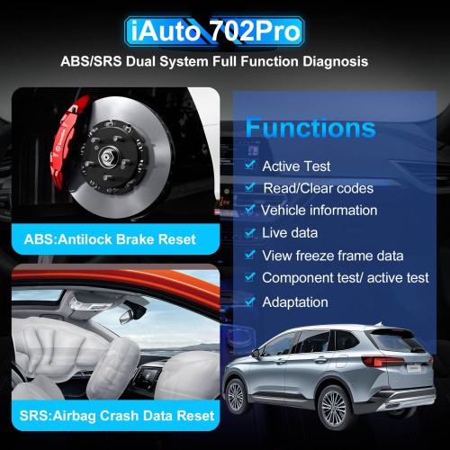 VIDENT iAuto 702 Pro Multi-applicaton Service Scanner Support ABS/SRS/EPB With 19 Maintenances 3 Years Free Update Online