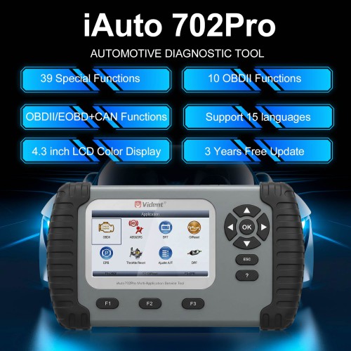 VIDENT iAuto 702 Pro Multi-applicaton Service Scanner Support ABS/SRS/EPB With 19 Maintenances 3 Years Free Update Online