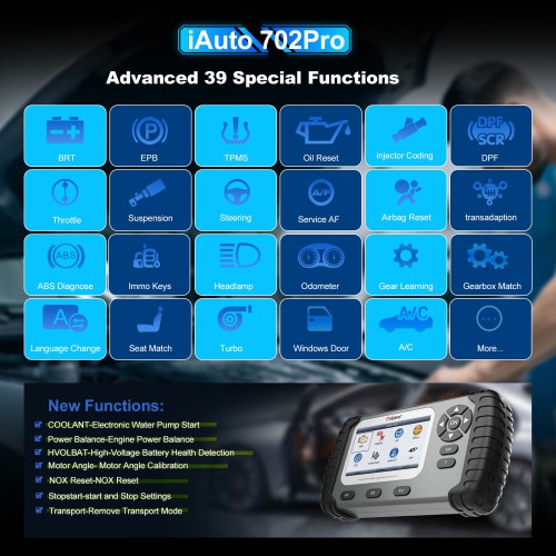 VIDENT iAuto 702 Pro Multi-applicaton Service Scanner Support ABS/SRS/EPB With 19 Maintenances 3 Years Free Update Online