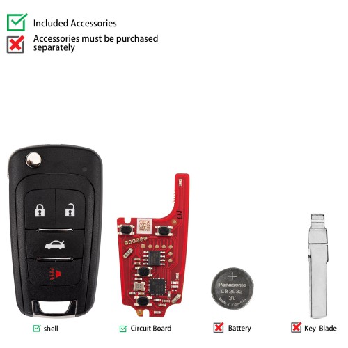 XHORSE XKBU21EN for Buick Models Foldable 4 Buttons Second Generation Wired Remote