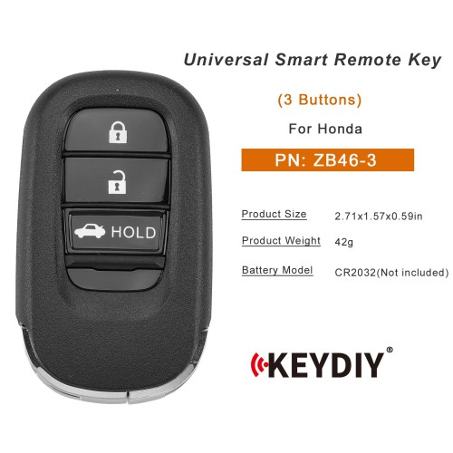 KEYDIY KD ZB46-3 (Trunk) Universal Smart Remote Key 3 Buttons for Honda Type 5pcs