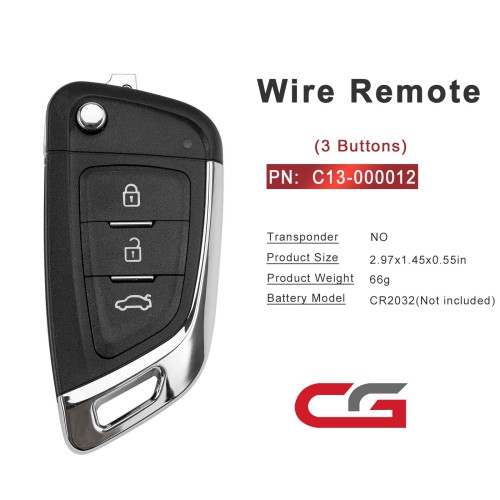 CGDI C13-000012 DF(3BTN) 3 Buttons Wire Remote Used with CGDI K2 Remote Key Programmer 5PCS