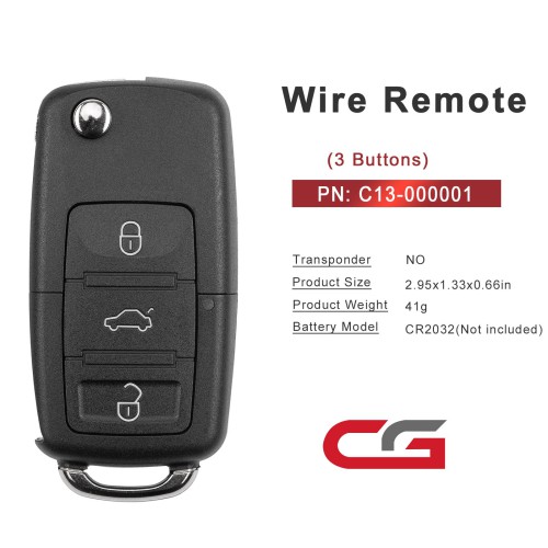 CGDI C13-000001 B5 Type 3 Buttons Wire Remote Used with CGDI K2 Remote Key Programmer 5PCS