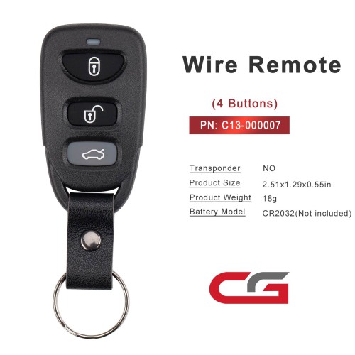 CGDI C13-000007 HYU.D Style(Separate-3+1BTN)) 4 Buttons Wire Remote Used with CGDI K2 Remote Key Programmer 5PCS