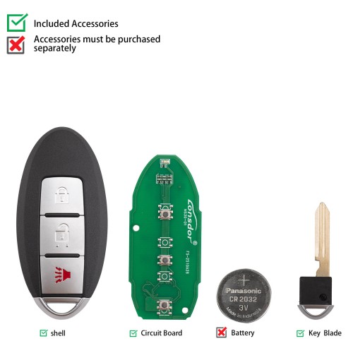 Lonsdor NS30-01 for Nissan/Infiniti Smart Key 3 Buttons Supports ID46 ID47 ID4A