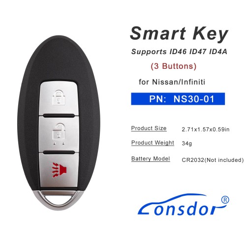 Lonsdor NS30-01 for Nissan/Infiniti Smart Key 3 Buttons Supports ID46 ID47 ID4A