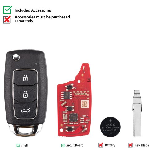 XHORSE XKHY25EN Universal Remote Key 3 Buttons Knife Style 5PCS