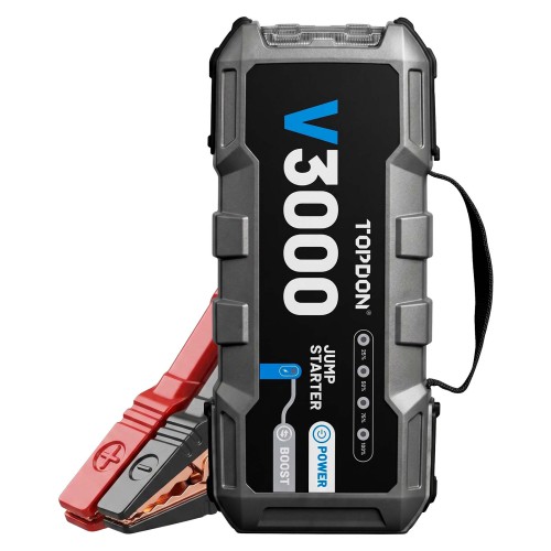 TOPDON V3000 Battery Jump Starter, 3000 Peak Amp, Power Bank & Flashlight