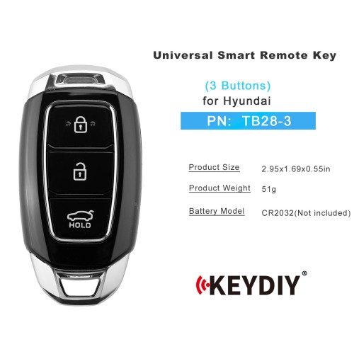 KEYDIY KD TB28-3 Universal Smart Remote Key 3 Buttons for Hyundai Type 5pcs