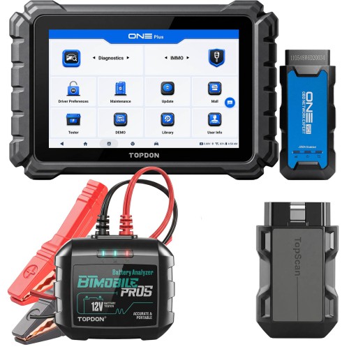 TOPDON ONE PLUS Professional Automotive Diagnostic Tool Supports Hidden Functions Activation, 50+ Maintenance Functions, Battery Testing