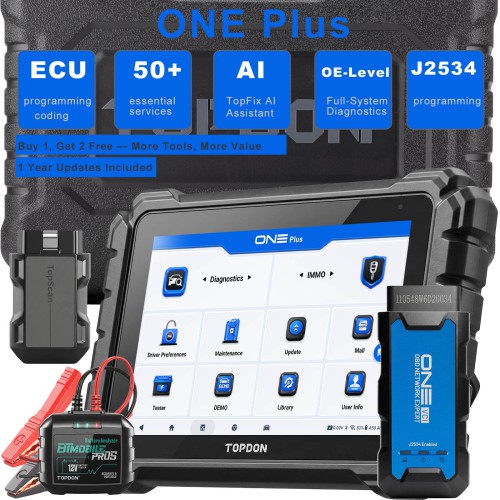 TOPDON ONE PLUS Professional Automotive Diagnostic Tool Supports Hidden Functions Activation, 50+ Maintenance Functions, Battery Testing