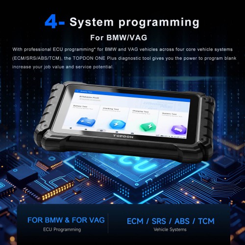 TOPDON ONE PLUS Professional Automotive Diagnostic Tool Supports Hidden Functions Activation, 50+ Maintenance Functions, Battery Testing