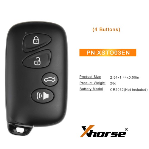 XHORSE XSTO03EN Toyota Style Universal XM38 Smart key 4-Button 5pcs/lot