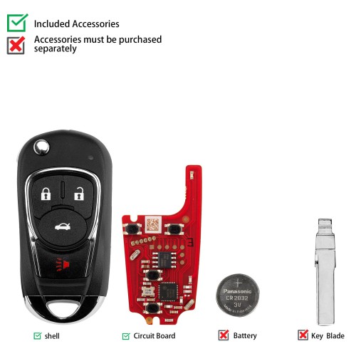 XHORSE XKBU22EN for Buick Model (Foldable 4 Buttons) Second Generation Wired Remote 5PCS